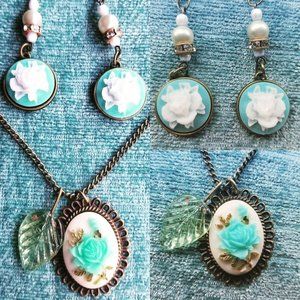 Vintage Rose necklace and earring set